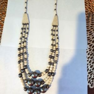 Vintage from INDIA metal and bone and wood necklace
